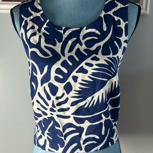 New With Tags Rose + Olive Resort Top Blue & White Tropical Print Size Small